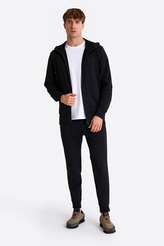 Cotton French terry full-zip hoodie 4 | BLACK | Audimas