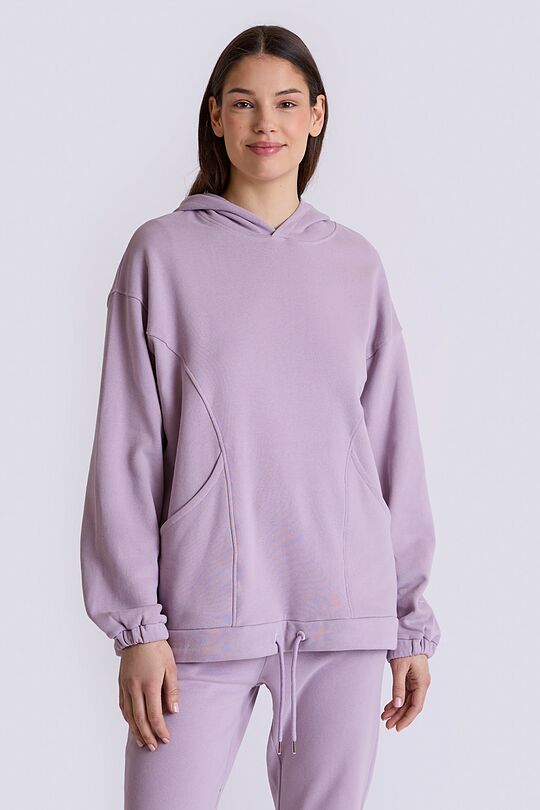 Oversized cotton fleece hoodie 1 | PURPLE | Audimas