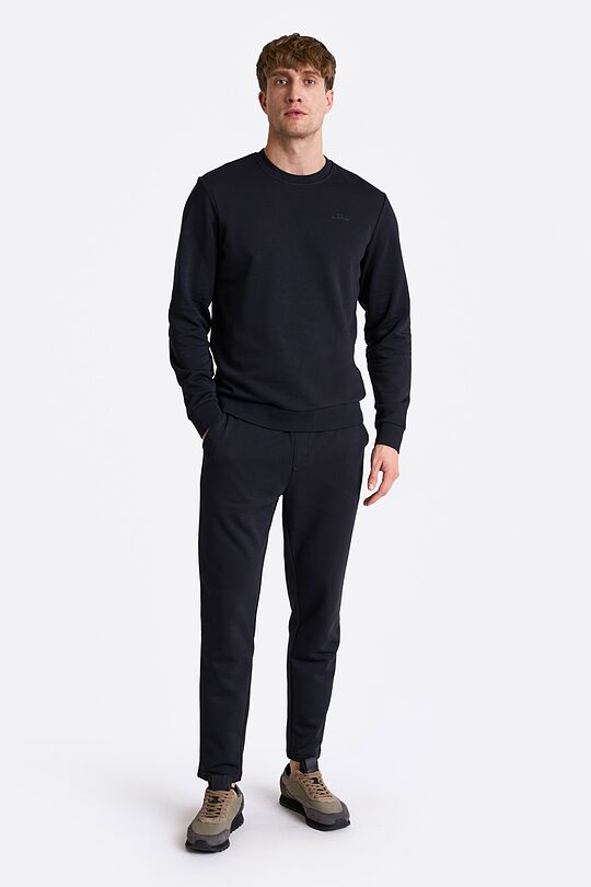 Cotton French terry tapered sweatpants 1 | BLACK | Audimas