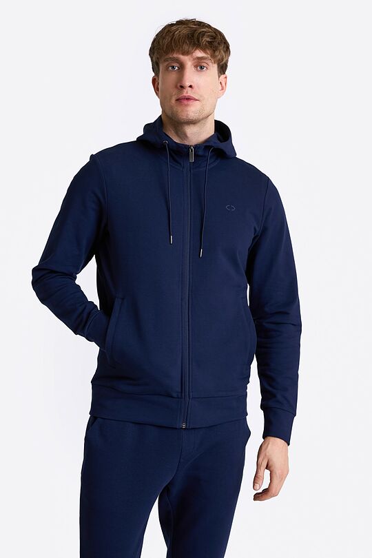 Cotton French terry full-zip hoodie 1 | BLUE | Audimas