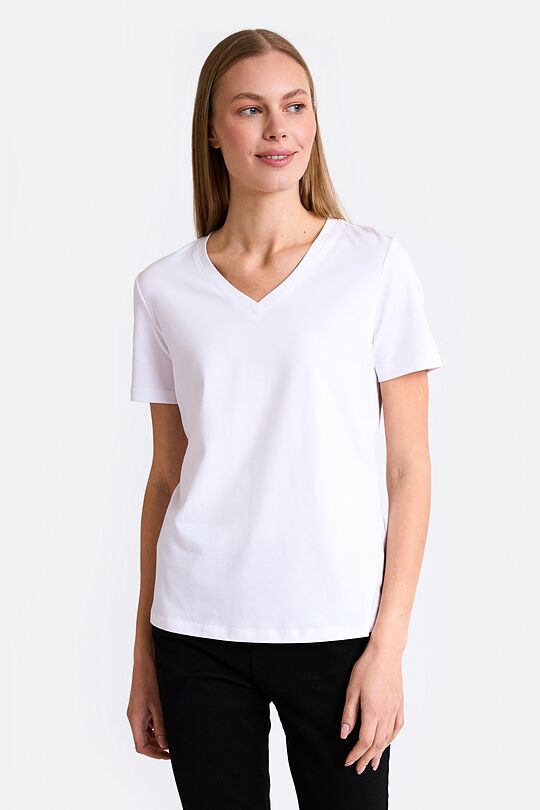 V-neck cotton T-shirt 1 | WHITE | Audimas