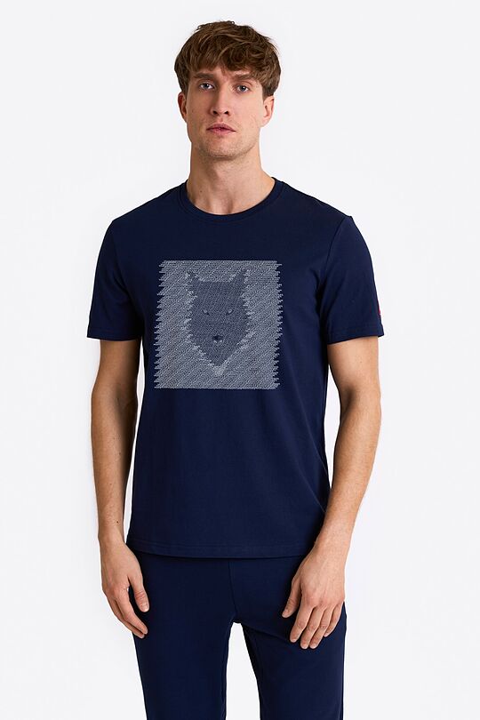 Short sleeves cotton T-shirt the eyes of the forest 1 | BLUE | Audimas