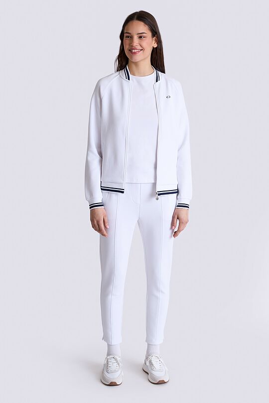 Cotton pique bomber zip-through jacket 6 | WHITE | Audimas