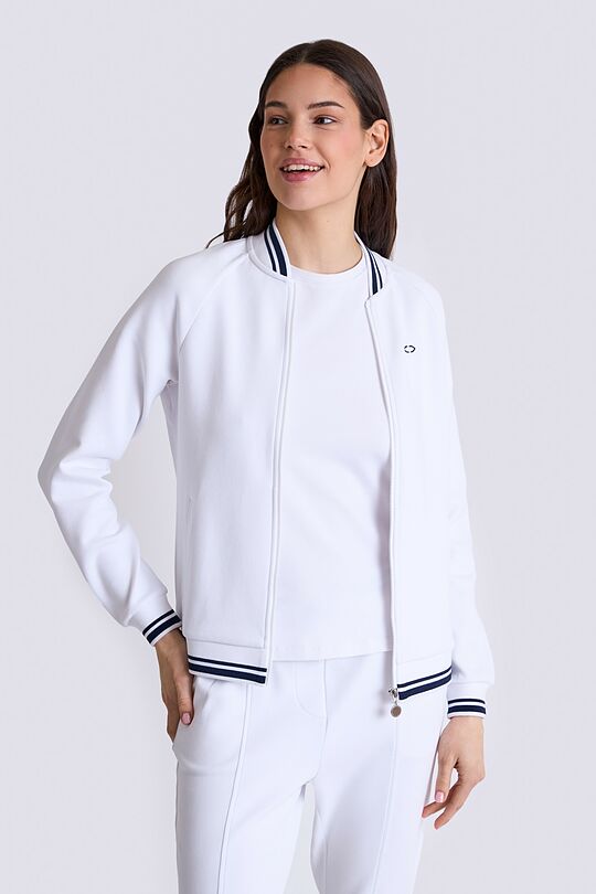 Cotton pique bomber zip-through jacket 1 | WHITE | Audimas