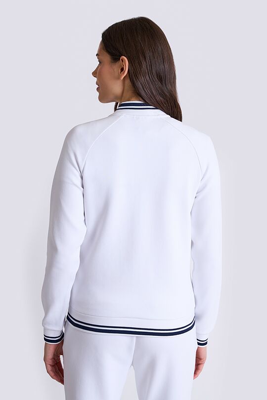 Cotton pique bomber zip-through jacket 3 | WHITE | Audimas