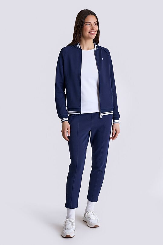 Cotton pique bomber zip-through jacket 6 | BLUE | Audimas