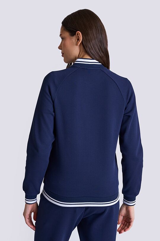 Cotton pique bomber zip-through jacket 3 | BLUE | Audimas