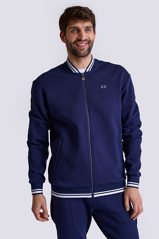 Pique texture bomber zip-through jacket 1 | BLUE | Audimas