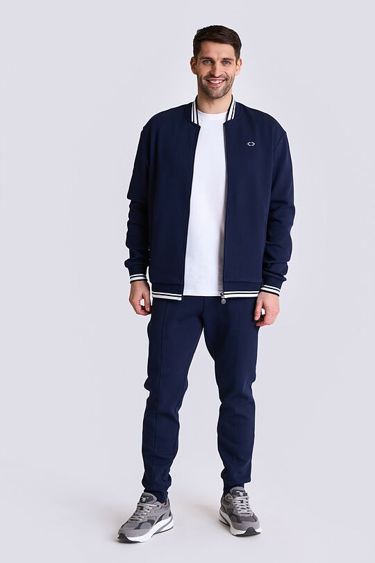 Pique texture bomber zip-through jacket 5 | BLUE | Audimas