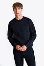 Cotton pique crewneck sweathsirt 1 | BLACK | Audimas