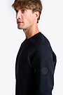 Cotton pique crewneck sweathsirt 3 | BLACK | Audimas