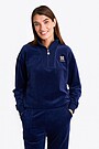 Cotton velour half-zip sweatshirt 1 | BLUE | Audimas