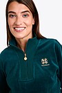 Cotton velour half-zip sweatshirt 3 | GREEN | Audimas