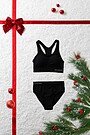 Seamless merino wool bra and briefs set 1 | BLACK | Audimas