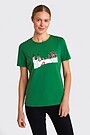 Short sleeves cotton T-shirt  Snowy horizons 1 | GREEN | Audimas