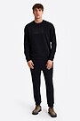 Cotton fleece crewneck sweatshirt 5 | BLACK | Audimas