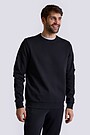 Cotton pique crewneck sweathsirt 1 | BLACK | Audimas