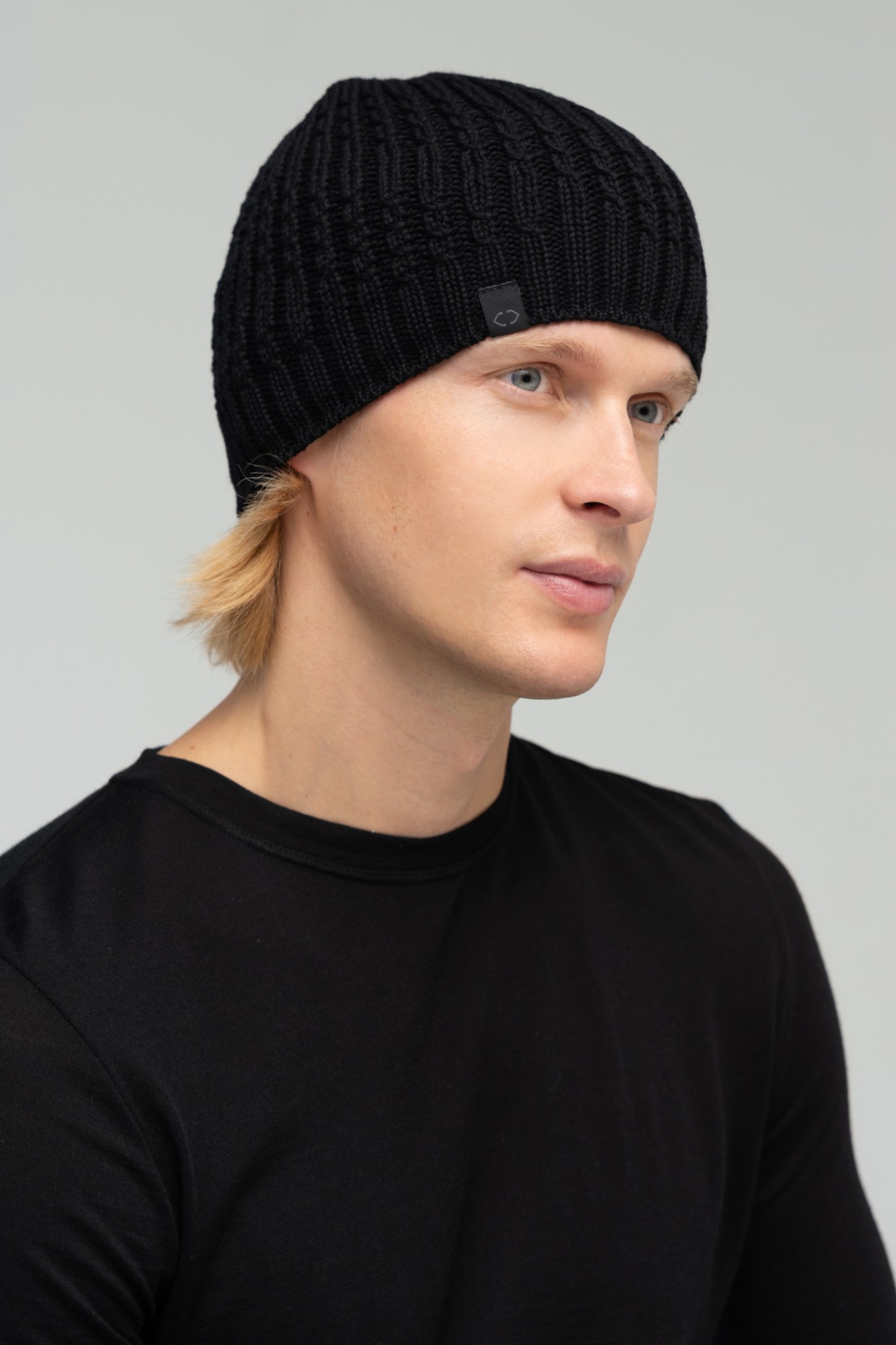 black wool beanie